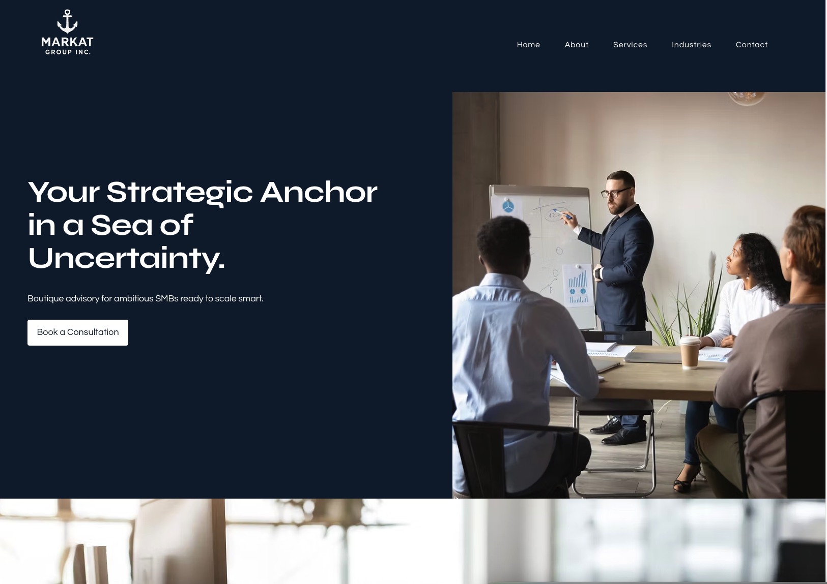 Markat Group business advisory website shown as a featured case study